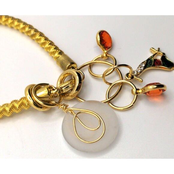 Gold Tone Stackable Bangle Bracelet With Charms ~New - Picture 5 of 10